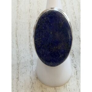 Blue Oval  Lapis Lazuli  Sterling  Silver 925 ‎ Gemstone  RING  -  Size: 5.75